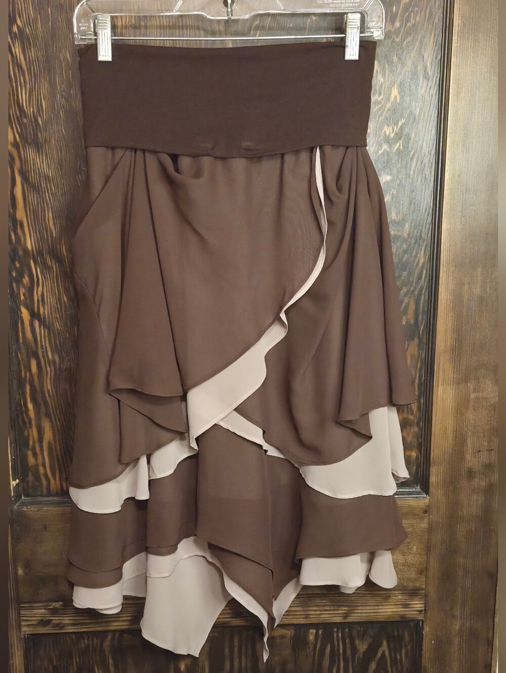 *Vntg*Y2K*Lapis Asymmetric Ruffle Two-Tone Convertible Midi Skirt/Tube Dress